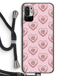 CaseCompany Chicks before dicks: Xiaomi Redmi Note 10 5G Transparant Hoesje met koord