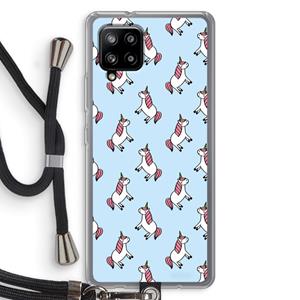 CaseCompany Eenhoorns overal: Samsung Galaxy A42 5G Transparant Hoesje met koord