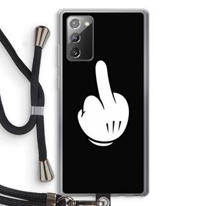 CaseCompany Middle finger black: Samsung Galaxy Note 20 / Note 20 5G Transparant Hoesje met koord
