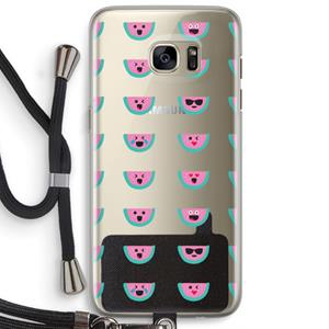 CaseCompany Smiley watermeloenprint: Samsung Galaxy S7 Edge Transparant Hoesje met koord
