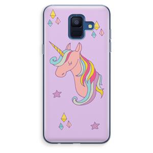 CaseCompany Roze eenhoorn: Samsung Galaxy A6 (2018) Transparant Hoesje