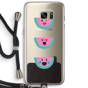 CaseCompany Smiley watermeloen: Samsung Galaxy S7 Edge Transparant Hoesje met koord