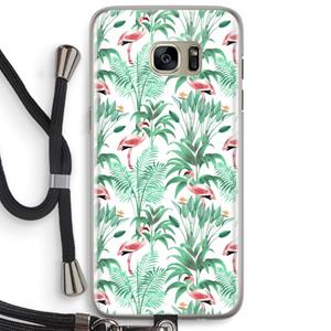 CaseCompany Flamingo bladeren: Samsung Galaxy S7 Edge Transparant Hoesje met koord