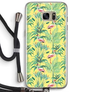 CaseCompany Flamingo party: Samsung Galaxy S7 Edge Transparant Hoesje met koord