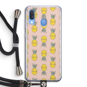 CaseCompany Ananas: Samsung Galaxy A40 Transparant Hoesje met koord