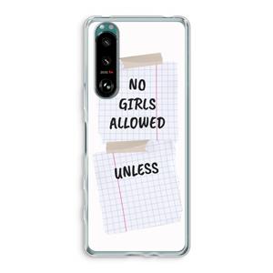 CaseCompany No Girls Allowed Unless: Sony Xperia 5 III Transparant Hoesje