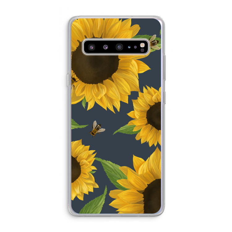 CaseCompany Sunflower and bees: Samsung Galaxy S10 5G Transparant Hoesje