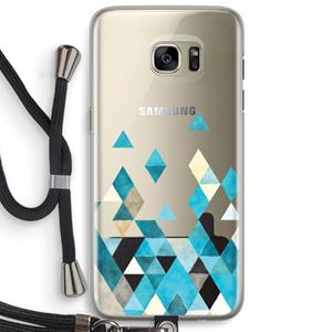 CaseCompany Gekleurde driehoekjes blauw: Samsung Galaxy S7 Edge Transparant Hoesje met koord
