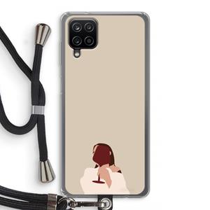 CaseCompany I drink wine: Samsung Galaxy A12 Transparant Hoesje met koord