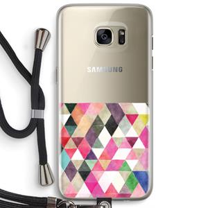 CaseCompany Gekleurde driehoekjes: Samsung Galaxy S7 Edge Transparant Hoesje met koord