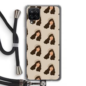 CaseCompany Bonjour mon amour: Samsung Galaxy A12 Transparant Hoesje met koord