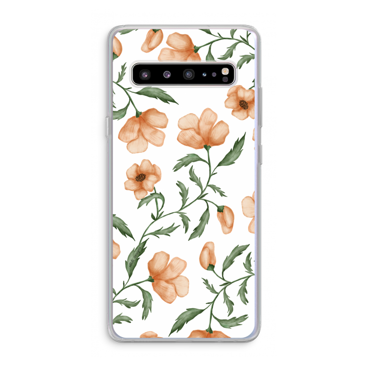 CaseCompany Peachy flowers: Samsung Galaxy S10 5G Transparant Hoesje