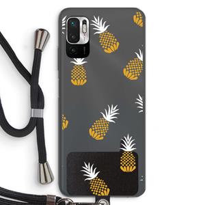 CaseCompany Ananasjes: Xiaomi Redmi Note 10 5G Transparant Hoesje met koord