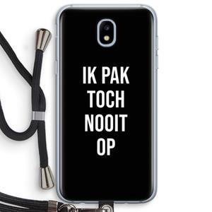 CaseCompany Ik pak nooit op - Zwart: Samsung Galaxy J5 (2017) Transparant Hoesje met koord