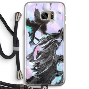 CaseCompany Pastel zwart: Samsung Galaxy S7 Edge Transparant Hoesje met koord