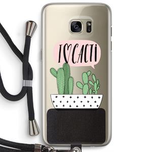 CaseCompany I love cacti: Samsung Galaxy S7 Edge Transparant Hoesje met koord