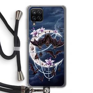 CaseCompany Vleermuizen Maan: Samsung Galaxy A12 Transparant Hoesje met koord