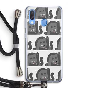 CaseCompany Cats: Samsung Galaxy A40 Transparant Hoesje met koord