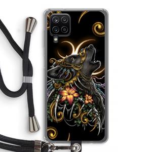 CaseCompany Huilende Wolf: Samsung Galaxy A12 Transparant Hoesje met koord