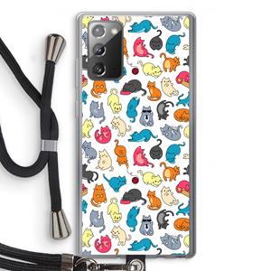 CaseCompany Kleurrijke katten: Samsung Galaxy Note 20 / Note 20 5G Transparant Hoesje met koord