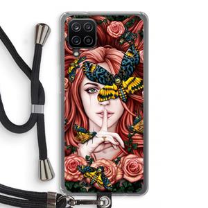 CaseCompany Lady Moth: Samsung Galaxy A12 Transparant Hoesje met koord