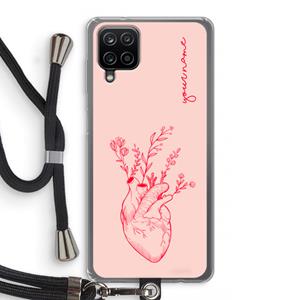 CaseCompany Blooming Heart: Samsung Galaxy A12 Transparant Hoesje met koord