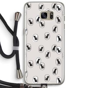 CaseCompany Miauw: Samsung Galaxy S7 Edge Transparant Hoesje met koord
