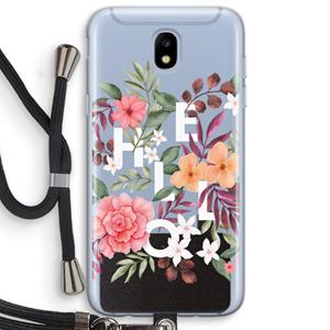 CaseCompany Hello in flowers: Samsung Galaxy J5 (2017) Transparant Hoesje met koord