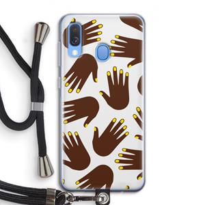 CaseCompany Hands dark: Samsung Galaxy A40 Transparant Hoesje met koord