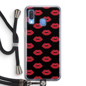 CaseCompany Lips: Samsung Galaxy A40 Transparant Hoesje met koord
