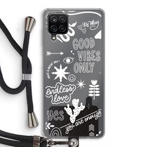CaseCompany Good vibes: Samsung Galaxy A12 Transparant Hoesje met koord