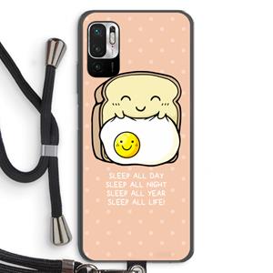 CaseCompany Sleep All Day: Xiaomi Redmi Note 10 5G Transparant Hoesje met koord