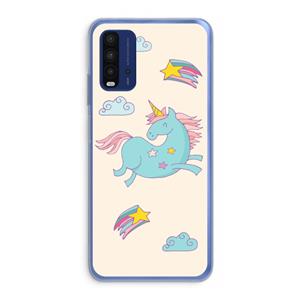 CaseCompany Vliegende eenhoorn: Xiaomi Redmi 9T Transparant Hoesje