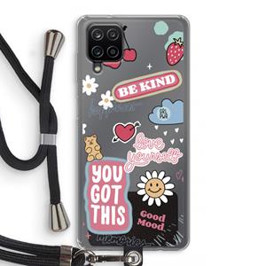 CaseCompany Positivity: Samsung Galaxy A12 Transparant Hoesje met koord