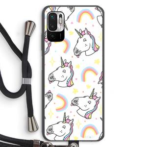CaseCompany Rainbow Unicorn: Xiaomi Redmi Note 10 5G Transparant Hoesje met koord