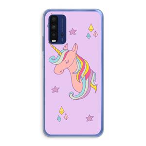 CaseCompany Roze eenhoorn: Xiaomi Redmi 9T Transparant Hoesje