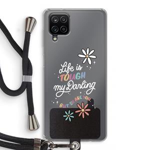 CaseCompany Tough Life: Samsung Galaxy A12 Transparant Hoesje met koord