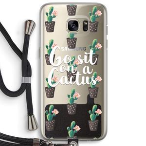 CaseCompany Cactus quote: Samsung Galaxy S7 Edge Transparant Hoesje met koord