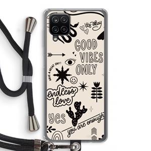 CaseCompany Good vibes: Samsung Galaxy A12 Transparant Hoesje met koord