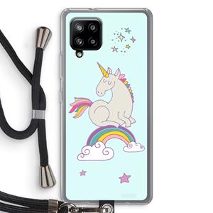 CaseCompany Regenboog eenhoorn: Samsung Galaxy A42 5G Transparant Hoesje met koord