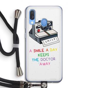 CaseCompany Smile: Samsung Galaxy A40 Transparant Hoesje met koord