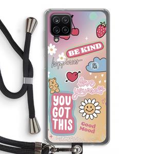 CaseCompany Positivity: Samsung Galaxy A12 Transparant Hoesje met koord