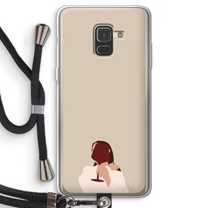 CaseCompany I drink wine: Samsung Galaxy A8 (2018) Transparant Hoesje met koord