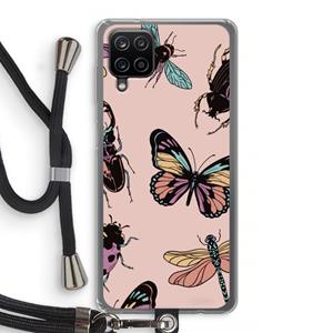 CaseCompany Tiny Bugs: Samsung Galaxy A12 Transparant Hoesje met koord