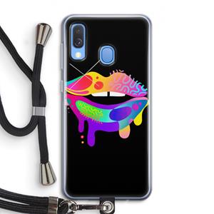 CaseCompany Lip Palette: Samsung Galaxy A40 Transparant Hoesje met koord