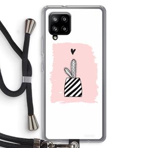CaseCompany Zwart-wit cactus: Samsung Galaxy A42 5G Transparant Hoesje met koord