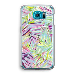 CaseCompany Tropical Palms Blue: Samsung Galaxy S6 Transparant Hoesje