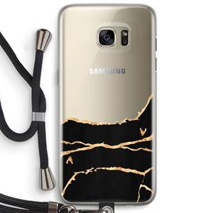 CaseCompany Gouden marmer: Samsung Galaxy S7 Edge Transparant Hoesje met koord