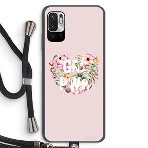 CaseCompany GRL PWR Flower: Xiaomi Redmi Note 10 5G Transparant Hoesje met koord