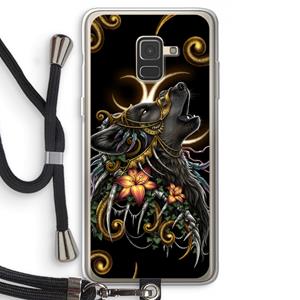 CaseCompany Huilende Wolf: Samsung Galaxy A8 (2018) Transparant Hoesje met koord